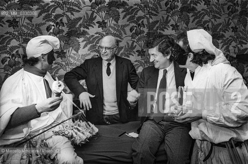 Venice Carnival 1982. Mayor of Naples Maurizio Valenzi, mayor of Venice Mario Rigo and some masks / Carnevale di Venezia 1982. Il sindaco di Napoli Maurizio Valenzi, il sindaco i Venezia Mario Rigo e alcune maschere - ©Marcello Mencarini/Rosebud2