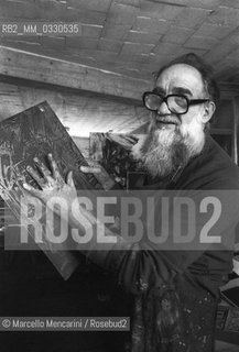 Venice, 1981. Italian painter Emilio Vedova in his studio / Venezia, 1981. Il pittore Emilio Vedova nel suo studio - ©Marcello Mencarini/Rosebud2