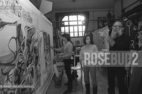 Venice, 1981. Painter Emilio Vedova teaching at the Academy of Fine Arts in Venice / Venezia, 1981. Il pittore Emilio Vedova durante una sua lezione allAccademia di Belle Arti di Venezia - ©Marcello Mencarini/Rosebud2