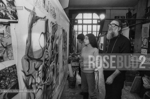 Venice, 1981. Painter Emilio Vedova teaching at the Academy of Fine Arts in Venice / Venezia, 1981. Il pittore Emilio Vedova durante una sua lezione allAccademia di Belle Arti di Venezia - ©Marcello Mencarini/Rosebud2