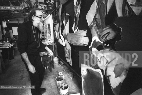 Venice, 1981. Painter Emilio Vedova teaching at the Academy of Fine Arts in Venice / Venezia, 1981. Il pittore Emilio Vedova durante una sua lezione allAccademia di Belle Arti di Venezia - ©Marcello Mencarini/Rosebud2