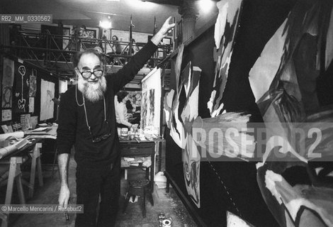 Venice, 1981. Painter Emilio Vedova teaching at the Academy of Fine Arts in Venice / Venezia, 1981. Il pittore Emilio Vedova durante una sua lezione allAccademia di Belle Arti di Venezia - ©Marcello Mencarini/Rosebud2