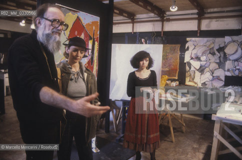 Venice, 1981. Painter Emilio Vedova teaching at the Academy of Fine Arts in Venice / Venezia, 1981. Il pittore Emilio Vedova durante una sua lezione allAccademia di Belle Arti di Venezia - ©Marcello Mencarini/Rosebud2