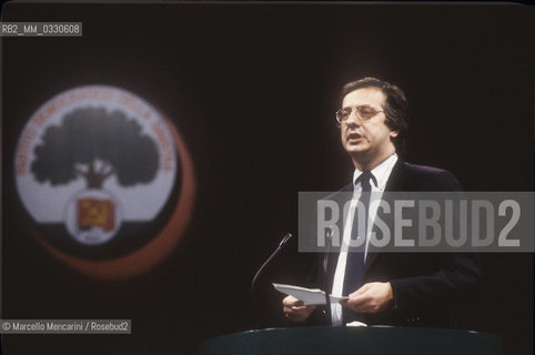 Politician Walter Veltroni of Italian Communist Party at the XXth Rimini congress in February 1991, when the Italian Communist Party changed its name to the Democratic Party of the Left / Il politico del partito comunista Walter Veltroni al XX° Congresso del PCI-PDS che si tenne a Rimini nel 1991, quando il Partito Comunista Italiano divenne Partito Democratico della Sinistra (PDS) - ©Marcello Mencarini/Rosebud2