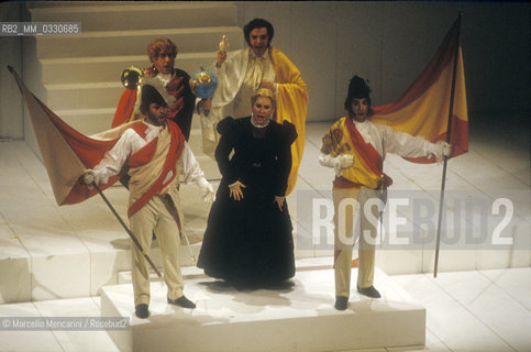 Ferrara City Theater, 1992. Soprano Cheryl Studer as Madame Cortese in Il viaggio a Reims staged by Luca Ronconi and conducted by Claudio Abbado / Ferrara, Teatro Comunale, 1992. Il soprano Cheryl Studer nel ruolo di Madama Cortese ne Il viaggio a Reims di Gioacchino Rossini con la regia di Luca Ronconi e la direzione dorchestra di Claudio Abbado, - ©Marcello Mencarini/Rosebud2