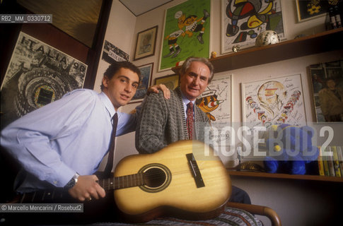 Brescia, 1989. Coach of the Italian national soccer team Azeglio Vicini  and his son Gianluca / Brescia, 1989. Lallenatore della Nazionale di calcio Azeglio Vicini e suo figlio Gianluca - ©Marcello Mencarini/Rosebud2