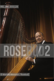 Spanish harpist Nicanor Zabaleta (about 1985) / Larpista spagnolo Nicanor Zabaleta (1985 circa) - ©Marcello Mencarini/Rosebud2