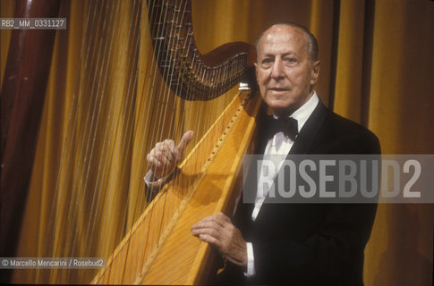 Spanish harpist Nicanor Zabaleta (about 1985) / Larpista spagnolo Nicanor Zabaleta (1985 circa) - ©Marcello Mencarini/Rosebud2