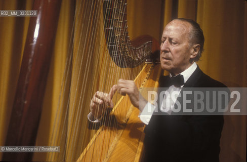 Spanish harpist Nicanor Zabaleta (about 1985) / Larpista spagnolo Nicanor Zabaleta (1985 circa) - ©Marcello Mencarini/Rosebud2