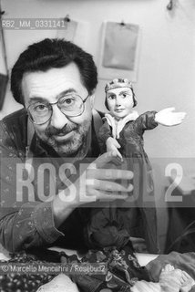 Rome, 1980. Italian cartoonist Pino Zac (real name Giuseppe Zaccaria) in his studio / Roma, 1980. Il disegnatore Pino Zac nel suo studio -
 ©Marcello Mencarini/Rosebud2