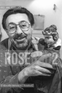 Rome, 1980. Italian cartoonist Pino Zac (real name Giuseppe Zaccaria) in his studio / Roma, 1980. Il disegnatore Pino Zac nel suo studio -
 ©Marcello Mencarini/Rosebud2