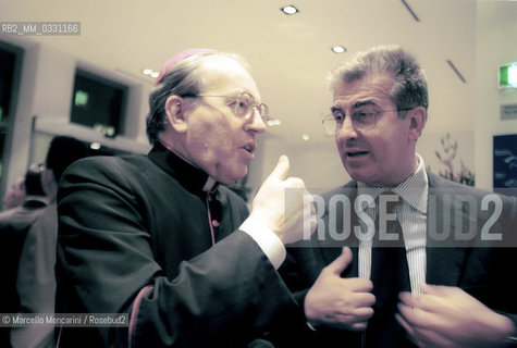 Rome, 1999. Italian politician Luigi Zanda, president and chief executive officer of the Roman Agency for the preparation of the Jubilee of the Year 2000, with a Cardinal / Roma, 1999. Il politico Luigi Zanda, presidente ed amministratore delegato dellAgenzia romana per la preparazione del Giubileo del 2000, con un cardinale - ©Marcello Mencarini/Rosebud2