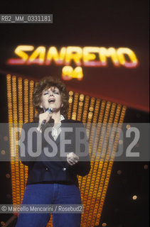 Sanremo Music Festival. Italian pop singer Iva Zanicchi  / Festival di Sanremo 1984. La cantante Iva Zanicchi - ©Marcello Mencarini/Rosebud2