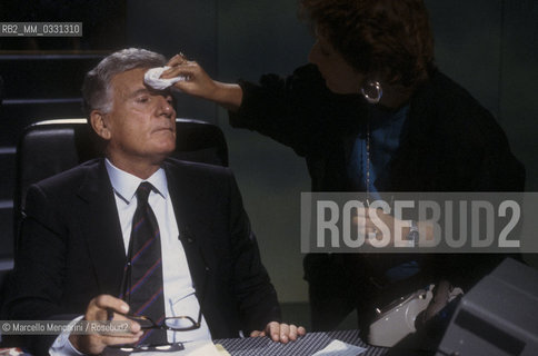 Italian TV journalist Sergio Zavoli during a TV program (about 1988) / Il giornalista televisivo Sergio Zavoli durante un programma televisivo (1988 circa) - ©Marcello Mencarini/Rosebud2