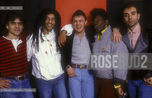 Sanremo Music Festival 1985. Italian pop singer Zucchero (Adelmo Fornaciari) and the Randy Jackson Band / Festival di Sanremo 1985. Il cantante Zucchero (Adelmo Fornaciari) e la Randy Jackson Band - ©Marcello Mencarini/Rosebud2