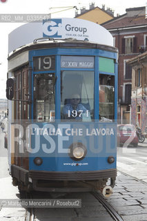 Milan, May 2015. An old tram in the Navigli district / Milano, maggio 2015. Un vecchio tram nel quartiere dei Navigli - ©Marcello Mencarini/Rosebud2