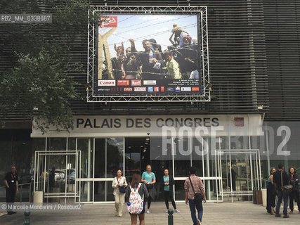 Perpignan, France, 2015. Visa pour limage, International Festival of Photojournalism. Entrance of the Palace of Congresses, center of the Festival / Perpignan, Francia, 2015. Visa pour limage, Festival internazionale del fotogiornalismo. Ingresso del Palazzo dei congressi, sede del Festival - ©Marcello Mencarini/Rosebud2