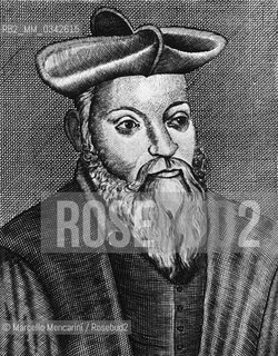 Ritratto di Nostradamus (Michel de Nostredame, 1503-1566) alletà di 59 anni, incisione  /  Portrait of Nostradamus (Michel de Nostredame, 1503-1566) at age of 59, engraving - Marcello Mencarini Historical Archives
 ©Marcello Mencarini/Rosebud2