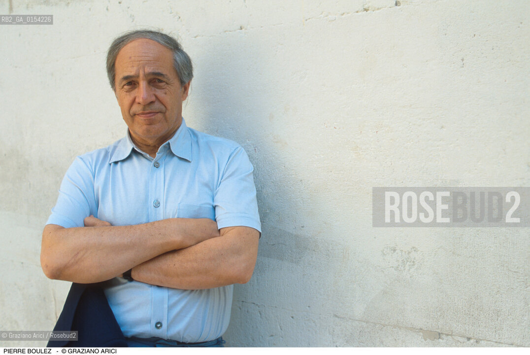 Venezia,1990.Ritratto del direttore dorchestra e compositore contemporaneo Pierre Boulez.Musica classica direttore compositore contemporary orchestra ritratto .Venice,1990.Portrait of the conductor and contemporary composer Pierre Boulez ©Graziano Arici/Rosebud2
