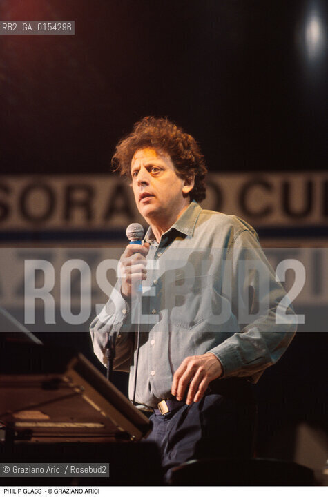 -Jesolo(Venezia),1992. Ritratto del compositore Philip Glass. Musica classica contemporanea minimalismo ritratto compositore.-Jesolo(Venice),1992. Portrait of the contemporary composer Philip Glass ©Graziano Arici/Rosebud2