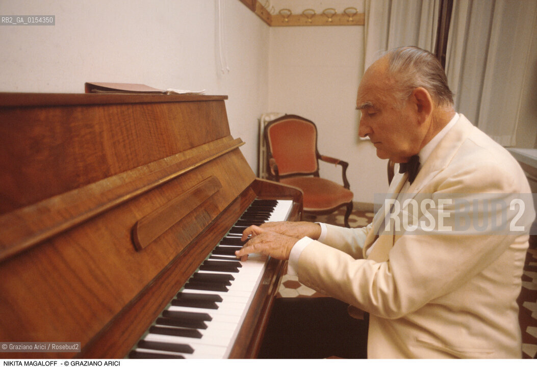 Venezia,1992.Ritratto del pianista Nikita Magaloff.Musica pianista pianoforte ritratto.Venice,1992.Portrait of the pianist Nikita Magaloff ©Graziano Arici/Rosebud2