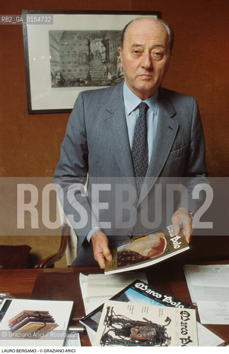 Venezia,1984.Ritratto del giornalista Lauro Bergamo. Giornalismo giornalista ritratto.Venice,1984. Portrait of the journalist Lauro Bergamo ©Graziano Arici/Rosebud2