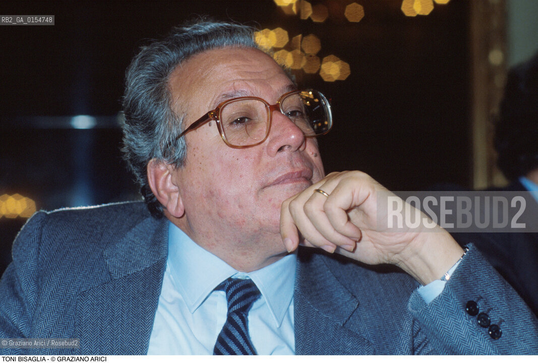 Venezia, 1984.Ritratto del politico Antonio Bisaglia.politico partito democrazia cristiana ritratto Venice, 1984. Portrait of the politician  Antonio Bisaglia  ©Graziano Arici/Rosebud2