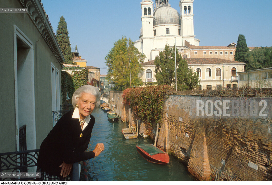 Venezia,1996.Ritratto della contessa AnnaMaria Cicogna in casa sua, ambientalista per la salvaguardia di Venezia. Ambiente Venezia salvaguardia contessa ritratto casa.Venice,1996. Portrait of the countess AnnaMaria Cicogna, enviromentalist and safeguard of Venice, at home ©Graziano Arici/Rosebud2