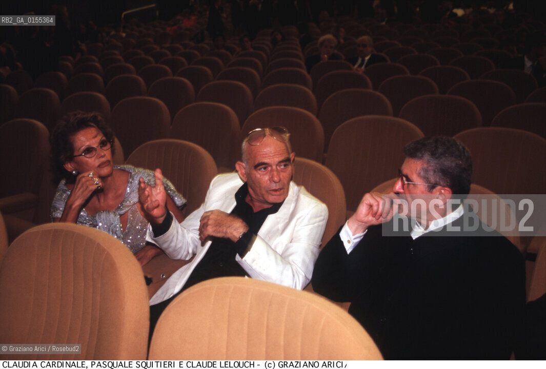 - Venezia, 1998. 55°Festival Internazionale dArte Cinematografica di Venezia.Ritratto dellattrice Claudia Cardinale con il marito, il regista Pasquale Squitieri e Claude Lelouch. Cinema ritratto attrice regista.- Venice,1998. 55th Venice International Film Festival.Portrait of the actress Claudia Cardinale with her husband, the director  Pasquale Squitieri and Claude Lelouch ©Graziano Arici/Rosebud2
