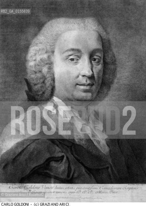 -VENEZIA,1993. RITRATTO DEL COMMEDIOGRAFO CARLO GOLDONI  DIPINTO DA GIAMBATTISTA PIAZZETTA E INCISIONE DI MARCO PITTERI .COMMEDIA TEATRO RITRATTO COMMEDIOGRAFO.-VENICE,1993. THE THEATER PLAYWRIGHT CARLO GOLDONI: HIS PORTRAIT PAINTING BY GIAMBATTISTA PIAZZETTA AND ETCHING BY MARCO PITTERI  -ARCHIVIO ©Graziano Arici/Rosebud2 La cessione dei diritti di questa immagine si intende per quanto di nostra competenza. Non comprende invece le eventuali spese  relative a diritti che potranno essere richiesti dagli Enti o persone fisiche cui appartengono eventualmente i soggetti  ripresi. Tali costi, ove necessari, e l’espletamento di qualsivoglia pratica di richiesta di concessione del permesso di pubblicazione sono esclusivamente a carico e a cura del soggetto acquirente di questa immagine.