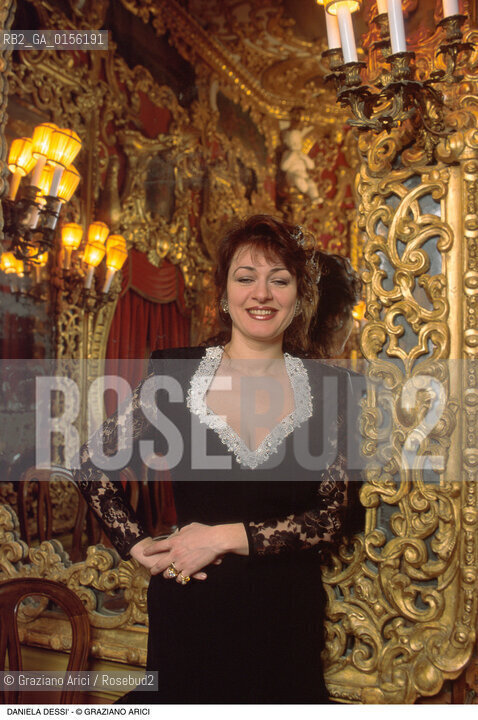 Teatro La Fenice,Venezia,1995.Ritratto della cantante lirica, la soprano Daniela Dessì. Ritratto musica lirica soprano opera.Teatro La Fenice Venice,1995.Portrait of the opera singer, the Italian soprano Daniela Dessì  ©Graziano Arici/Rosebud2