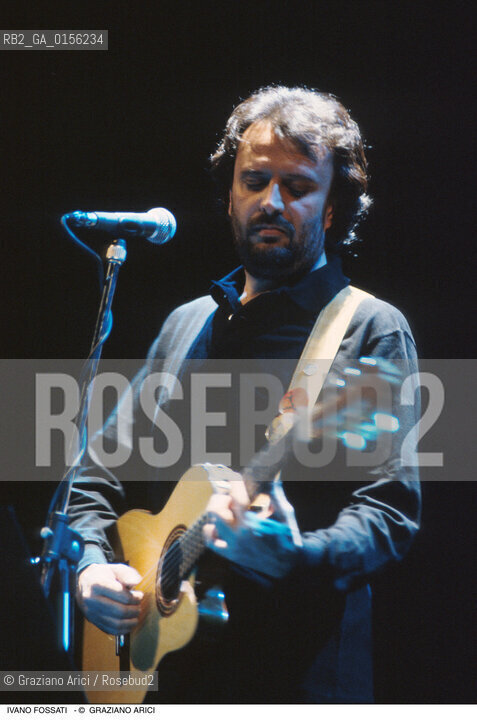 Venezia,1992.Ritratto del cantautore Ivano Fossati.Musica cantante ritratto cantautore concerto chitarra -Venice,1992. Portrait of the singer and songwriter Eugenio Finardi  ©Graziano Arici/Rosebud2