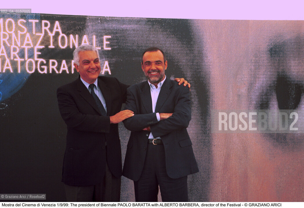Nome:.BARATTA PAOLO.Descrizione:.PRESIDENTE BIENNALE CON ALBERTO BARBERA DIRETTORE MOSTRA DEL CINEMA.Credit:.©Graziano Arici/Rosebud2 Costo:.A.Nazione:.ITALIA.Cittˆ:.VENEZIA.Data:.1999.