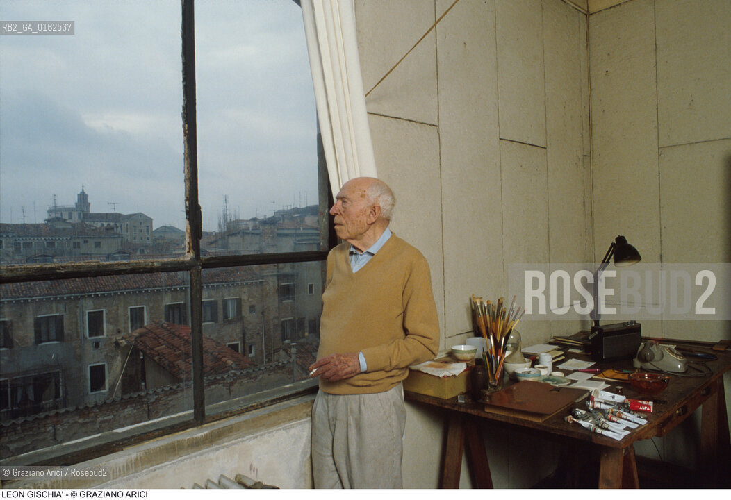 Caption: Nome: .GISCHIA LEON.Descrizione: .ARTE PITTORE / STUDIO A VENEZIA.Credit: ©Graziano Arici/Rosebud2 / Costo: .A.Nazione: .FRANCIA.Cittˆ: ..Data: .1989
