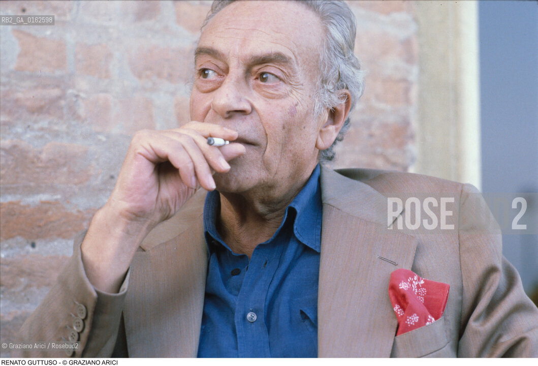 Caption: Nome: .GUTTUSO RENATO.Descrizione: .ARTE PITTORE / FUMA SIGARETTA.Credit: ©Graziano Arici/Rosebud2 / Costo: .A.Nazione: .ITALIA.Cittˆ: ..Data: .1984