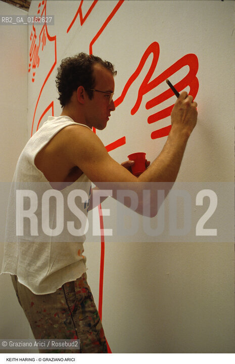 Nome: .HARING KEITH.Descrizione: .ARTE GRAFFITI BIENNALE.Credit: ©Graziano Arici/Rosebud2 / Costo: .A.Nazione: .USA.Cittˆ: .VENEZIA.Data: .1984