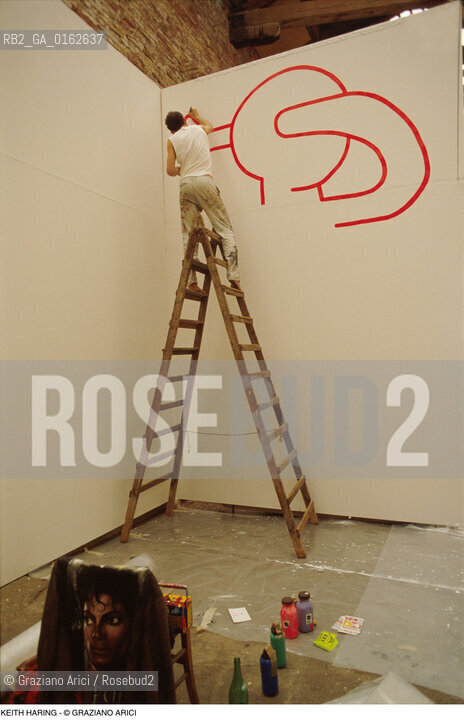 Caption: Nome: .HARING KEITH.Descrizione: .ARTE GRAFFITI BIENNALE.Credit: ©Graziano Arici/Rosebud2 / Costo: .A.Nazione: .USA.Cittˆ: ..Data: .1984