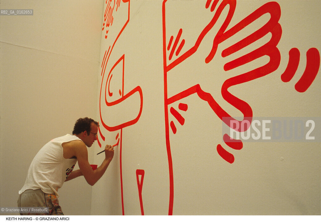 Nome: .HARING KEITH.Descrizione: .ARTE GRAFFITI BIENNALE.Credit: ©Graziano Arici/Rosebud2 / Costo: .A.Nazione: .USA.Cittˆ: .VENEZIA.Data: .1984