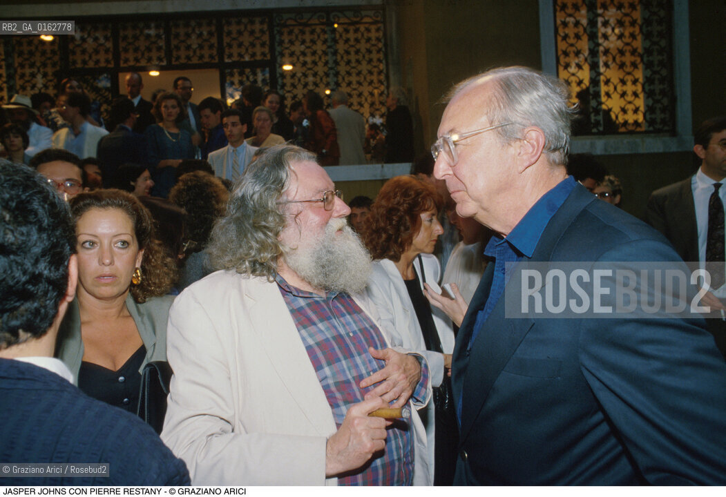 Caption: Nome: .JOHNS JASPER.Descrizione: .ARTE BIENNALE POP ART / CON IL CRITICO PIERRE RESTANY.Credit: ©Graziano Arici/Rosebud2 / Costo: .A.Nazione: .USA.Cittˆ: ..Data: .1988