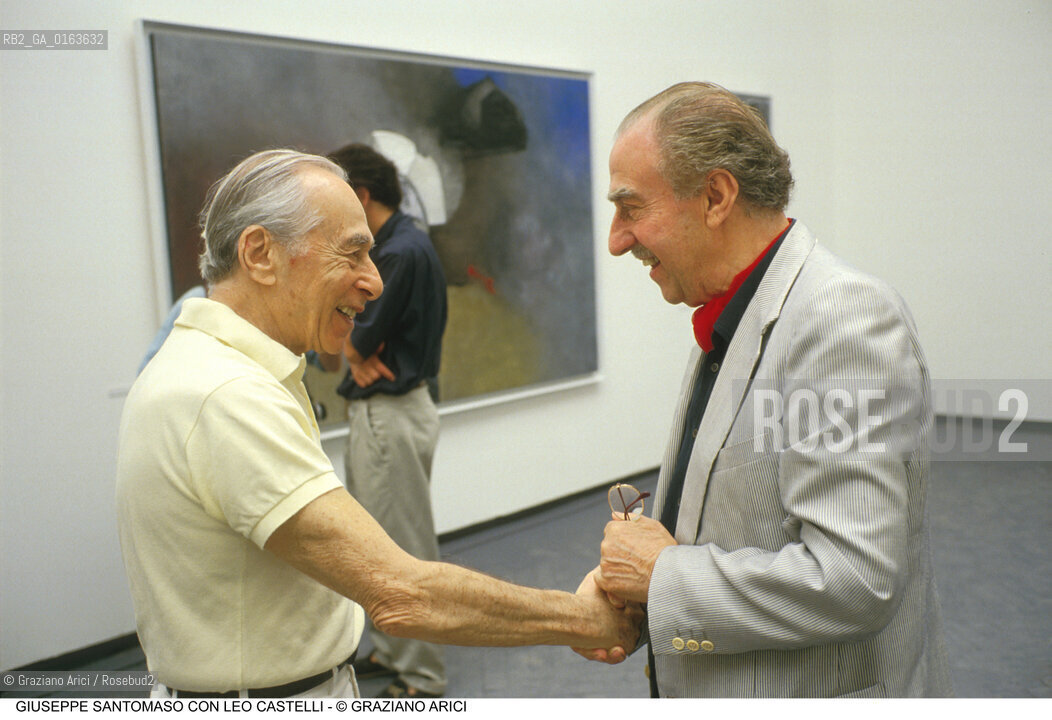Nome: .SANTOMASO GIUSEPPE.Descrizione: .ARTE BIENNALE PITTORE CON IL GALLERISTA LEO CASTELLI.Credit: ©Graziano Arici/Rosebud2 / Costo: .A.Nazione: .ITALIA.Cittˆ: .VENEZIA.Data: .1988.