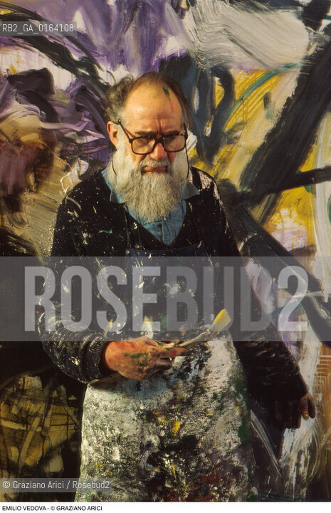 Caption: Nome: .VEDOVA EMILIO.Descrizione: .ARTE PITTORE NEL SUO STUDIO.Credit: ©Graziano Arici/Rosebud2 / Costo: .A.Nazione: .ITALIA.Cittˆ: ..Data: .1987