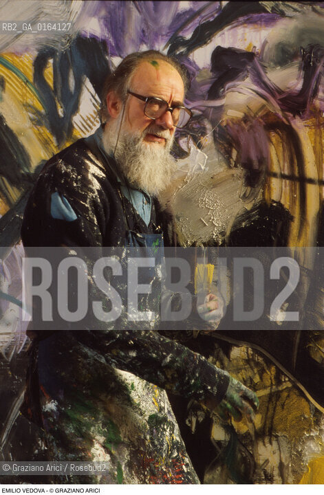 Caption: Nome: .VEDOVA EMILIO.Descrizione: .ARTE PITTORE NEL SUO STUDIO.Credit: ©Graziano Arici/Rosebud2 / Costo: .A.Nazione: .ITALIA.Cittˆ: ..Data: .1987