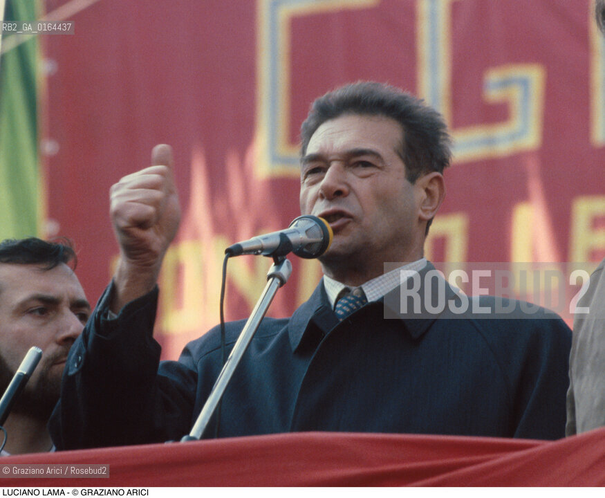 Caption: Nome: .LAMA LUCIANO.Descrizione: .POLITICO SINDACALISTA COMUNISTA SEGRETARIO GENERALE DELLA CGIL (I970-86) / COMIZIO.POLITICAL COMMUNIST TRADE-UNIONIST GENERAL SECRETARY OF CGIL (1970-86) / MEETING.Credit: ©Graziano Arici/Rosebud2 / Costo: .A.Nazione: .ITALIA.ITALY.Cittˆ: ..Data: .1985