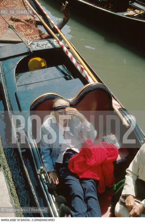 Caption: Nome: .MARIA JOSE DI SAVOIA.Descrizione: .EX REGINA DITALIA MOGLIE DI UMBERTO I DI SAVOIA / IN GONDOLA (BARCA) A VENEZIA.EX QUEEN OF ITALY WIFE OF UMBERTO I OF SAVOIA / IN GONDOLA (BOAT) IN VENICE.Credit: ©Graziano Arici/Rosebud2 / Costo: .A.Nazione: .BELGIO.BELGIUM.Cittˆ: ..Data: .1987