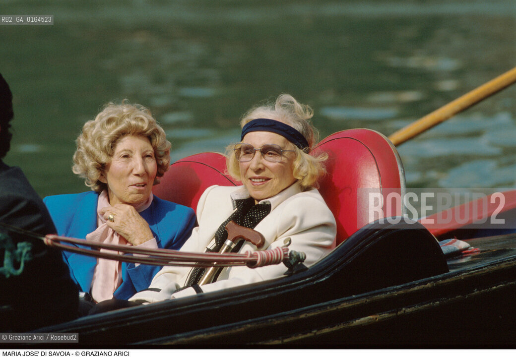 Caption: Nome: .MARIA JOSE DI SAVOIA.Descrizione: .EX REGINA DITALIA MOGLIE DI UMBERTO I DI SAVOIA / IN GONDOLA (BARCA) A VENEZIA.EX QUEEN OF ITALY WIFE OF UMBERTO I OF SAVOIA / IN GONDOLA (BOAT) IN VENICE.Credit: ©Graziano Arici/Rosebud2 / Costo: .A.Nazione: .BELGIO.BELGIUM.Cittˆ: ..Data: .1987