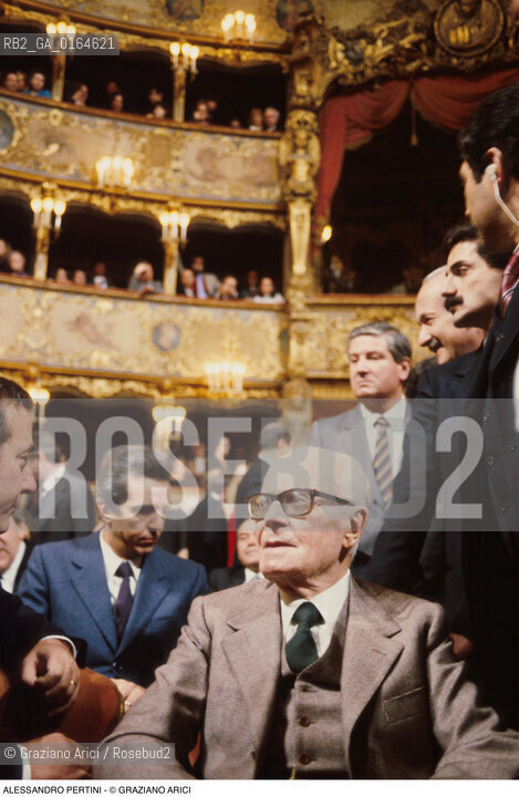 Caption: Nome: .PERTINI ALESSANDRO.Descrizione: .POLITICO SOCIALISTA PRESIDENTE DELLA CAMERA DEI DEPUTATI (1968-76) PRESIDENTE DELLA REPUBBLICA (1978-85) / NEL GRAN TEATRO LA FENICE DI VENEZIA.POLITICAL SOCIALIST PRESIDENT OF CHAMBER OF DEPUTIES  (1968-76) PRESIDENT OF ITALIAN REPUBLIC (1978-85) / IN THE GRAN TEATRO LA FENICE OF VENICE.Credit: ©Graziano Arici/Rosebud2 / Costo: .A.Nazione: .ITALIA.ITALY.Cittˆ: ..Data: .1986