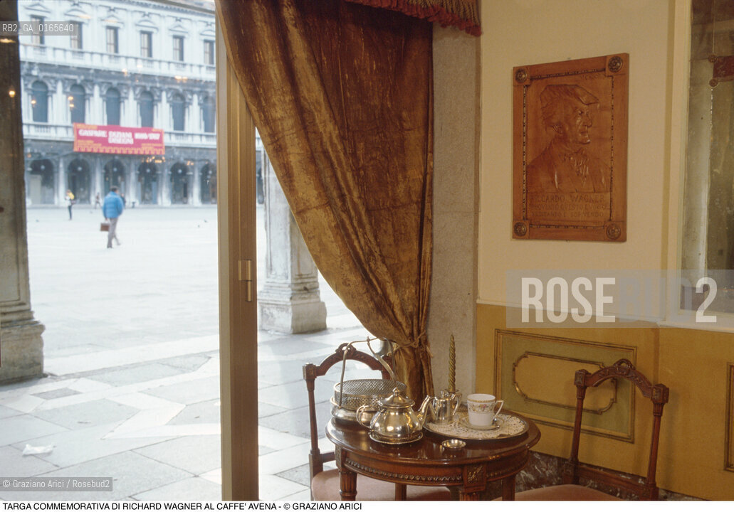 Nome: .RICHARD WAGNER.Descrizione: .MUSICA / TARGA COMMEMORATIVA AL CAFFE LAVENA IN PIAZZA SAN MARCO.Credit: ©Graziano Arici/Rosebud2 Costo: ..Nazione: .ITALIA.Cittˆ: ..Data: .199O..