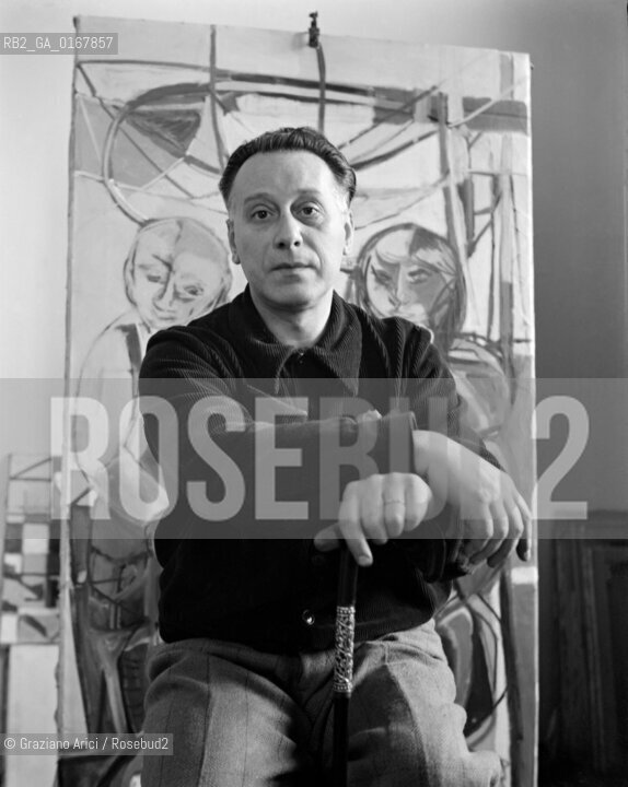 THE PAINTER RENATO BIROLLI - VENICE  - 1950 © ARCHIVIO Graziano Arici/Rosebud2  / ARTE / PITTORE