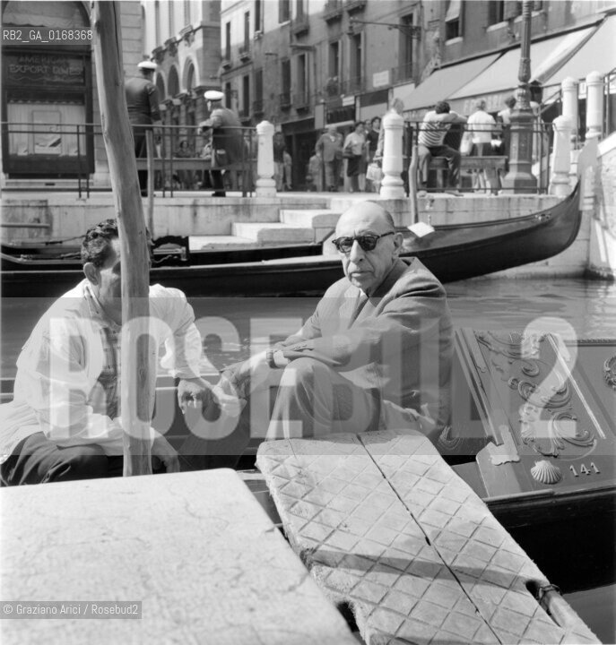 THE  COMPOSER IGOR STRAVINSKIJ ON A GONDOLA IN VENICE - 1959 -  © ARCHIVIO Graziano Arici/Rosebud2  / MUSICA / COMPOSITORE / GONDOLA
