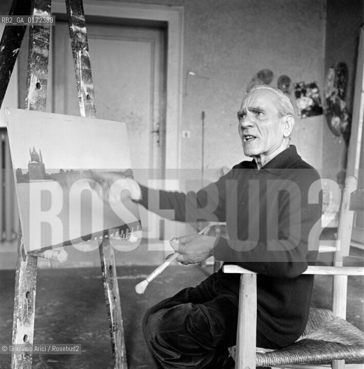 THE PAINTER VIRGILIO GUIDI IN HIS STUDIO - VENICE - 1970 - © ARCHIVIO Graziano Arici/Rosebud2  / ARTE / PITTORE